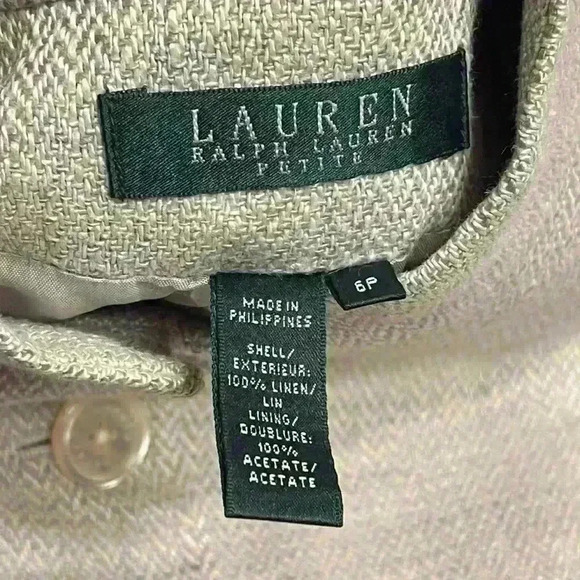 Lauren Ralph Lauren Womens VTG Linen Herringbone Blazer SZ 6P Blue/Grey - Picture 7 of 8